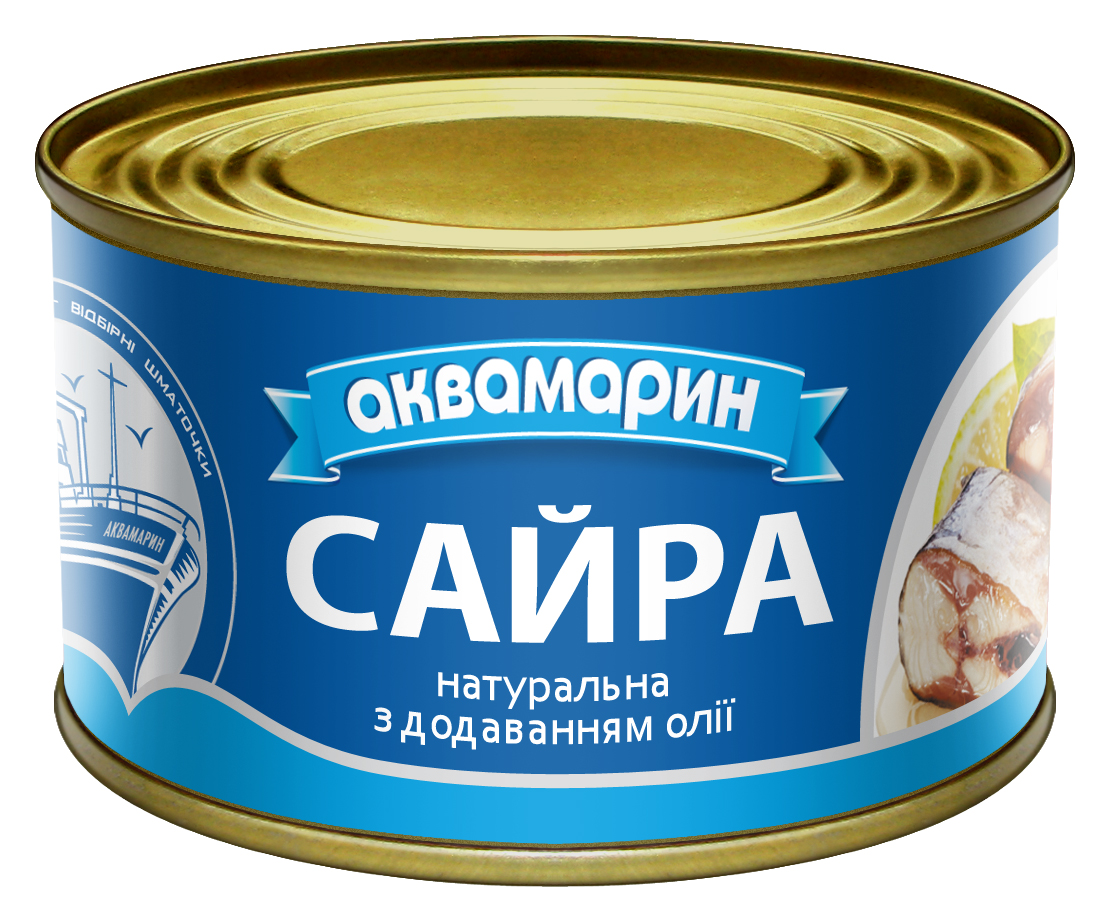 Сайра натуральна з додаванням олiї Аквамарин 230гр